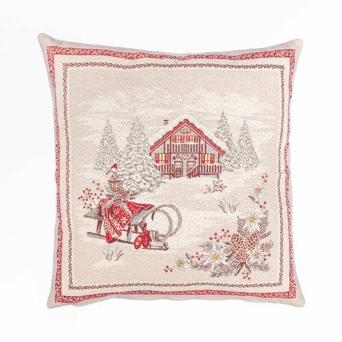 Housse de coussin Chalet enneigé