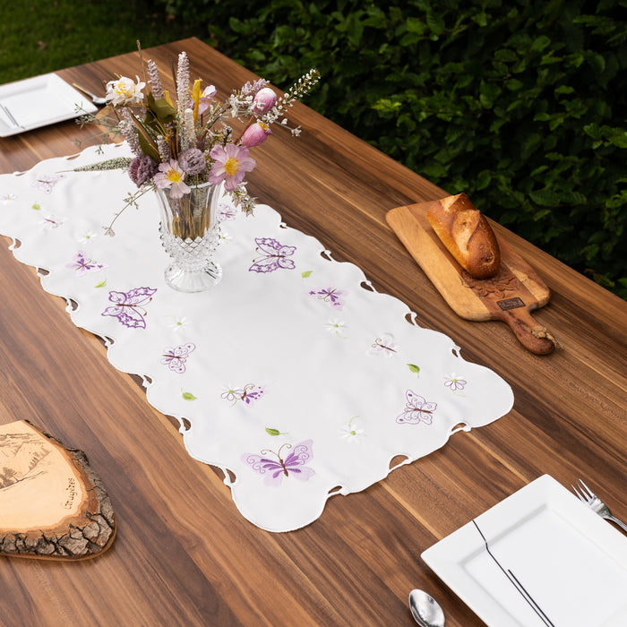 Chemin de table Papillons roses