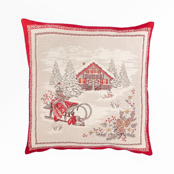 Housse de coussin Chalet enneigé