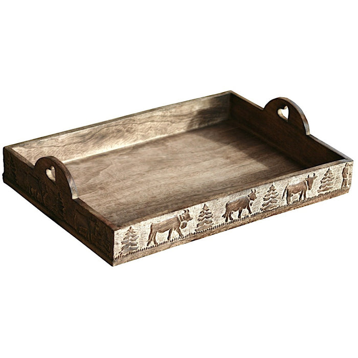 Plateau bois sculpté
